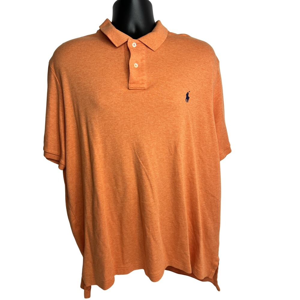Polo Ralph Lauren Polo Shirt Mens 2XL Orange Classic Fit Pony Logo Casual Preppy